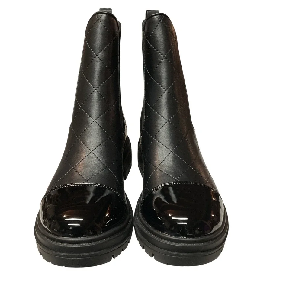 Coutgo Women's Quilted Winter Dress Slip On Ankle Chelsea Boots Black Size 7 NWB